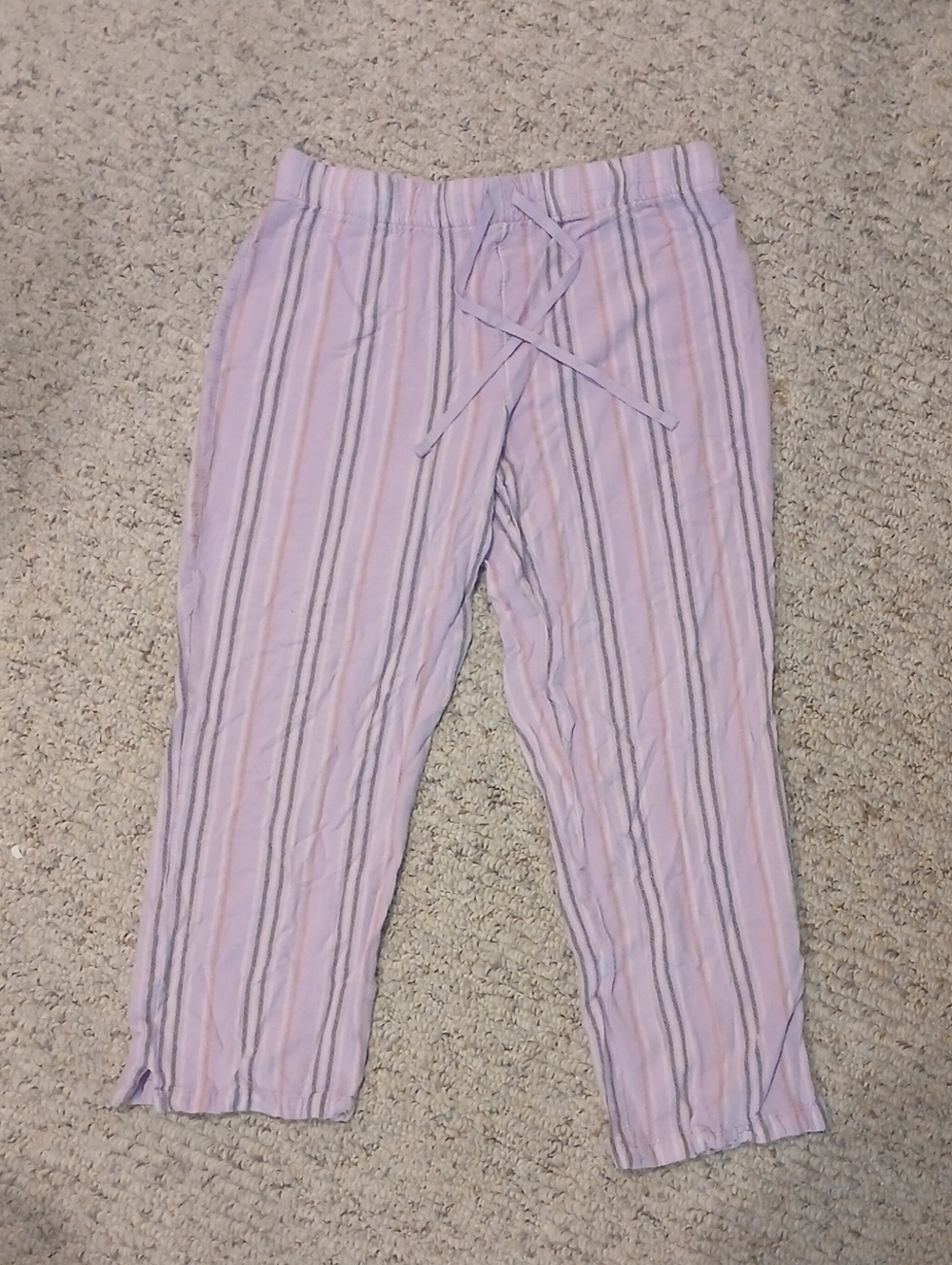 croft & barrow Pink and Gray Striped Drawstring Purple Pajama Pants